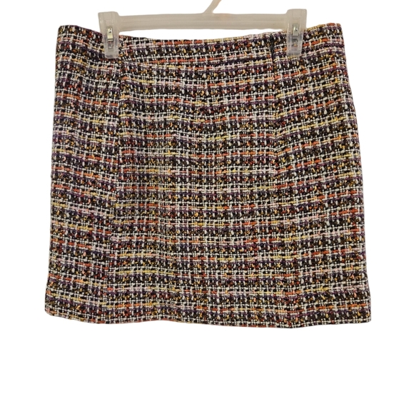 J. CREW FACTORY MULTI-COLORED METALLIC TWEED MINI PENCIL SKIRT. SIZE 8. - Picture 2 of 10